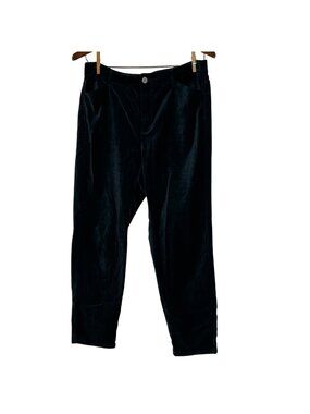 J. Jill Crushed Velvet Straight Leg Pants Green Sz 16 Cotton Jewel Tone Holiday